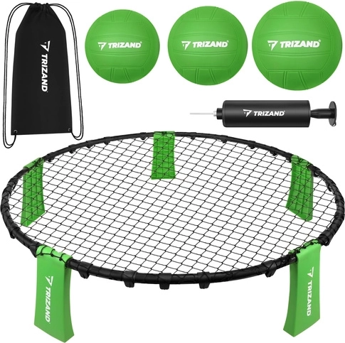 Trizand roundnet – mini volleyballsæt 90 cm med 3 bolde og pumpe