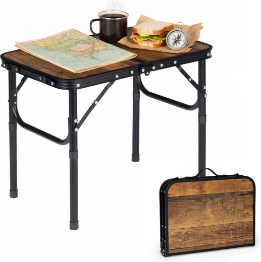 MultiGarden turistisk campingbord 60 × 40 cm, sammenklappeligt til kuffert, gammel eg