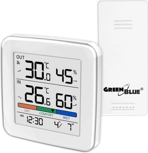 Trådløs hjemme-vejrstation med sensor GREENBLUE GB169