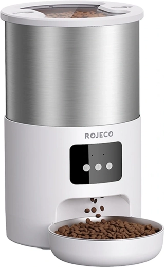 Intelligent foderautomat til kæledyr Rojeco 4,5 l i rustfrit stål