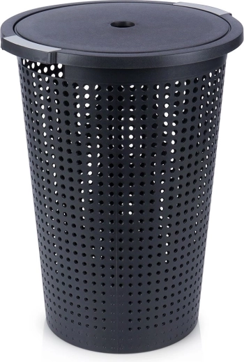 Plastvasketøjskurv med låg 35 l, sort