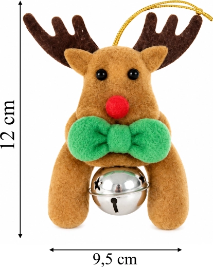 Juleophæng med rensdyr og klokke 12 cm