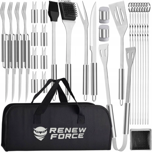 Grillsæt med værktøj Renew Force 33-i-1 i etui