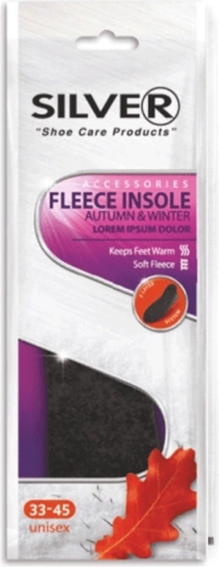 Silver fleece indlægssål til sko, tilklippelig 35–45
