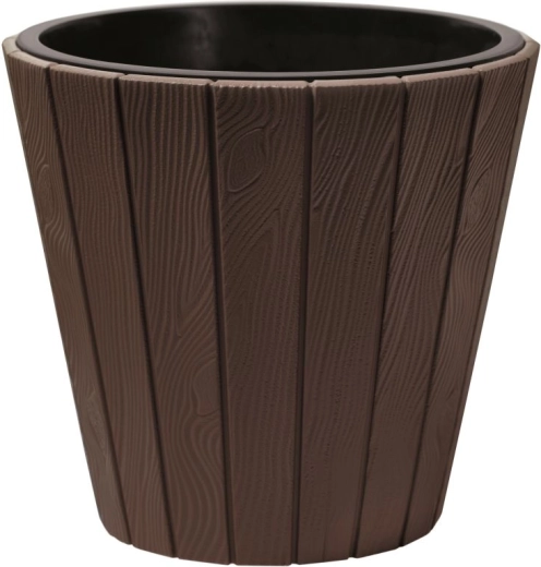 Woode urtepotte med indsats 34,8 cm brun