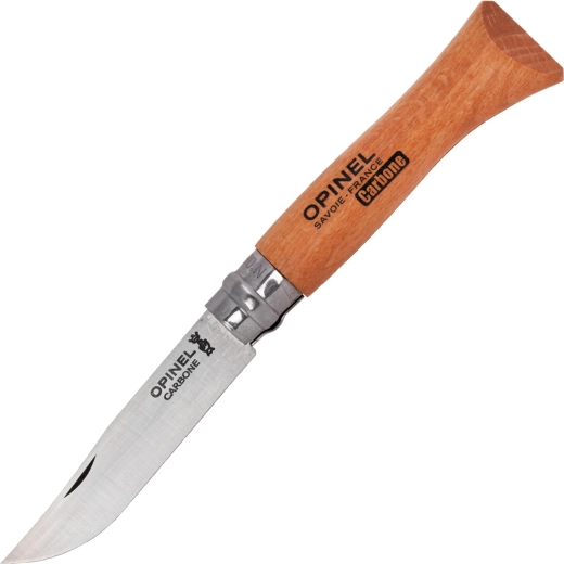 Opinel nr. 6 Carbon foldekniv 7 cm, bøgetræ