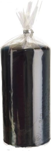 Blank skinnende sort cylinderlys 7 × 14 cm