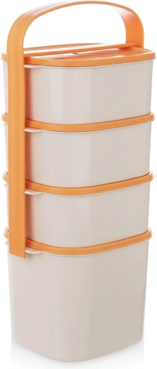 Plastisk madkasse i 4 lag, 2 l + 3× 1,15 l