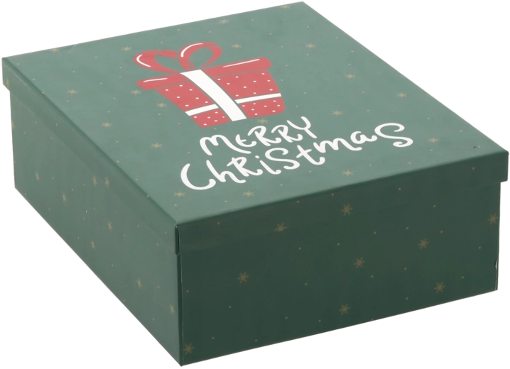 Grøn julegaveæske med teksten Merry Christmas 29 × 23 × 10 cm