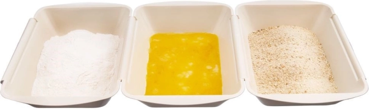 Den rette størrelse til mel, æg og rasp