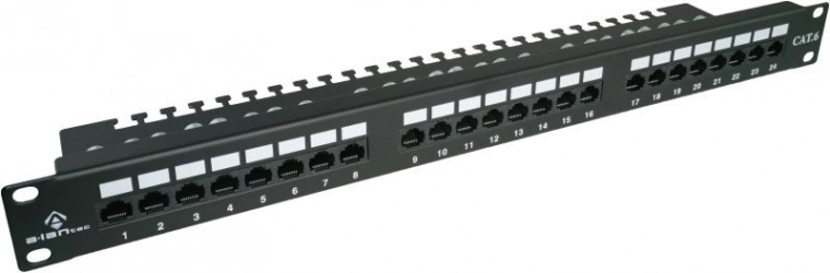 Patchpanel UTP kat. 6, 24 porte, LSA med hylde, 1U