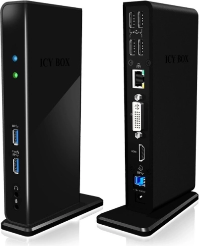 ICY BOX borddockningsstation med USB, HDMI, LAN, DVI-I og mikrofonindgang
