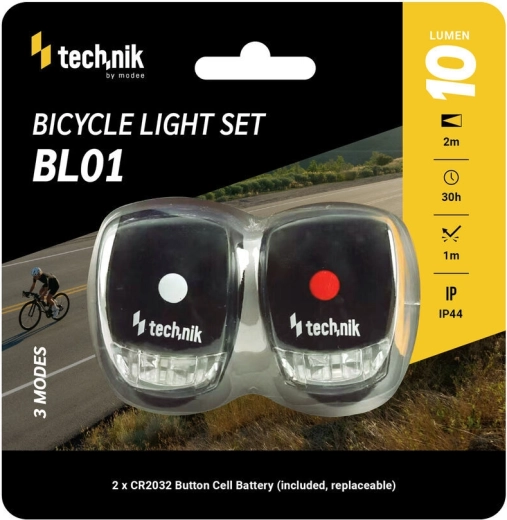 Technik cykellygte-sæt med silikoneovertræk (for- og baglys)