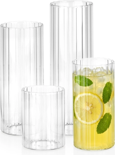 Vilde sæt med rillede glas, 4 stk. 230/360/460/560 ml