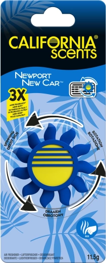 Afbryder til bilens luftdyse California Scents Newport New Car – roterende sol