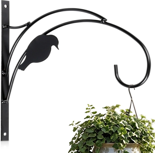 Vilde vægmonteret metalophæng til blomsterpotte, sort 29,5 × 1,8 × 28 cm