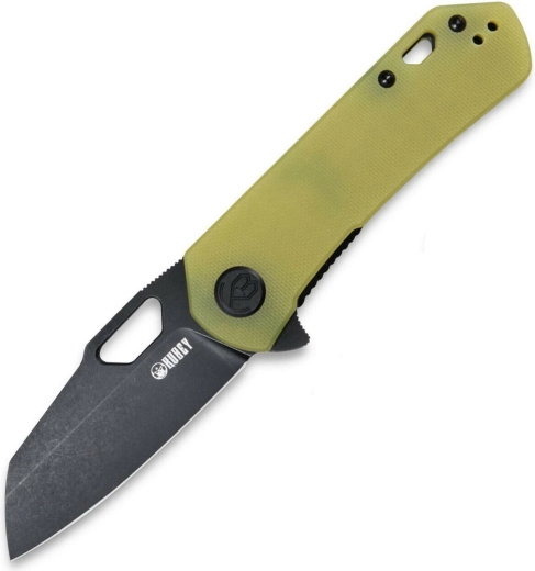 Foldekniv Kubey Duroc, gennemsigtig gul G10, sort klinge 7,4 cm
