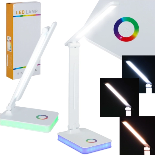 Sammenklappelig LED-bordlampe med touchbetjening og RGB-baggrundsbelysning, USB