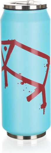 Termokrus i dåseform 430 ml BE COOL PIG, rustfrit stål, blå