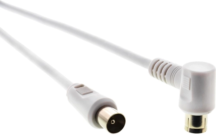 SENCOR antenne-koaksialkabel hanstik–hunstik 90° 10 m hvid