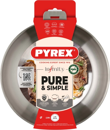 Pyrex Infinity pande 24 cm med aftageligt håndtag