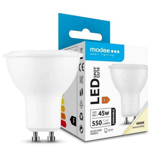 Modee Lighting LED spotpære GU10 6 W, 550 lm, neutral hvid, dæmpbar