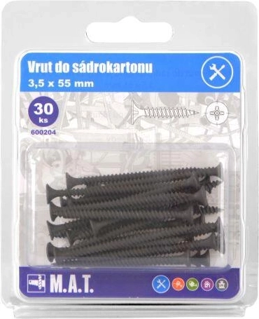 Gipsskruer 3,5 × 55 mm med fin gevind, fosfateret (30 stk.)