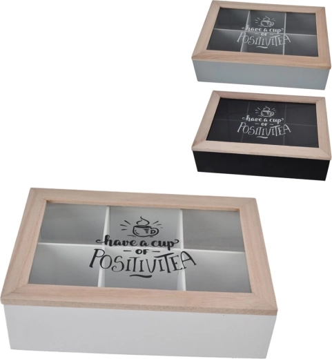 Træ-teboks 24 × 17 × 7 cm (3 varianter)