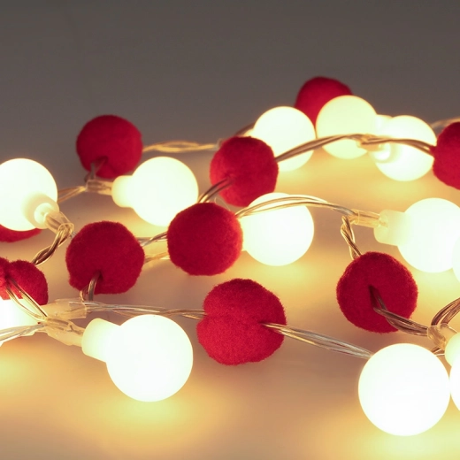 Solight LED-julekæde med røde kugler, 20 LED, 1,5 m, batteridrevet