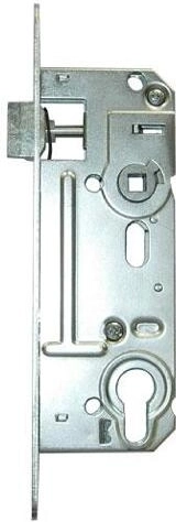 Indstukket cylinderlåsekasse, centerafstand 90 mm, bagkant 60 mm, højre/venstre, hvid galvaniseret