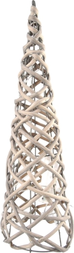 Dekorativ rattan-kegle med LED-belysning 40 cm, grå