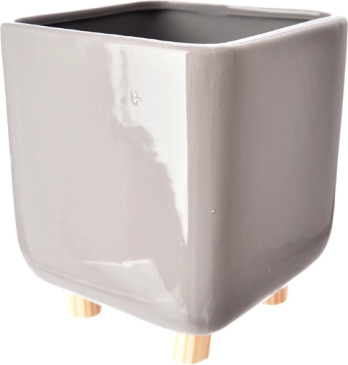 Dekorativ urtepotte på træben grå 14 × 14 × 17 cm