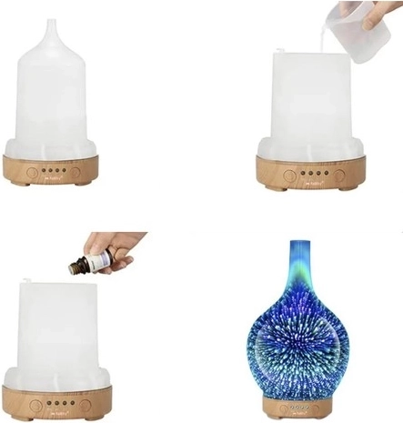 3-i-1: luftfugter, aroma-diffuser og RGB LED-natlys