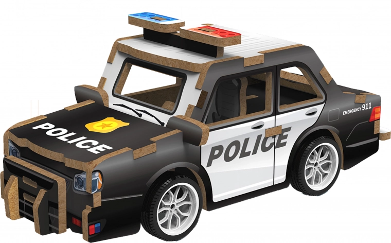 3D træpuslespil politibil
