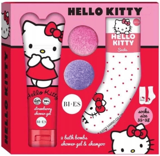 Hello Kitty gavesæt til bad og brusebad med shampoo og strømper