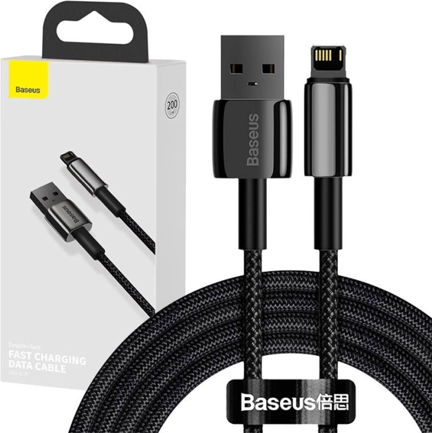 Baseus Tungsten Gold kabel USB – Lightning 2,4 A 2 m – sort