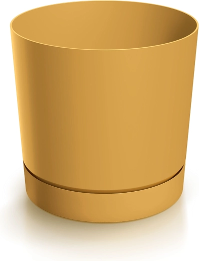 Blomsterkrukke med underkop TUBO P sennepsgul 14,8 cm