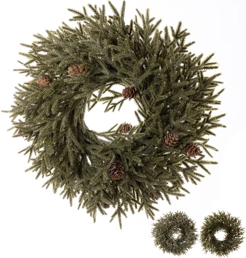 Julekrans i grøn plast (UH) 40 cm (3 varianter)