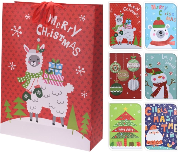 Gavepose MAXI julemotiv 72 × 50 × 18 cm – mix af dekorer
