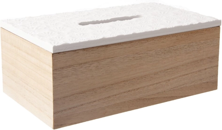 Beige træboks til papirlommetørklæder 24 × 14 × 10 cm