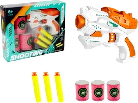 Pistol med skumkugler og væltetargets