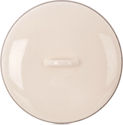 Emaljeret cremefarvet låg 29 cm