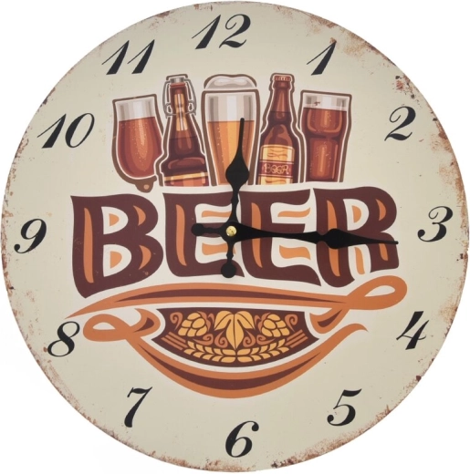 Beige vægur i træ Beer 34 cm