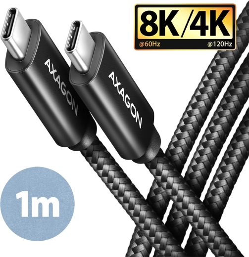 USB-C til USB-C kabel, USB4 Gen 3x2 1 m, PD 100W, 8K HD, ALU, flettet sort