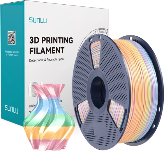 Sunlu PLA+ silk filament regnbue 04 1,75 mm 1 kg