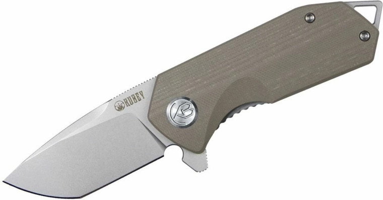 Kubey Campe Nest foldekniv 7 cm, brun khaki, G10