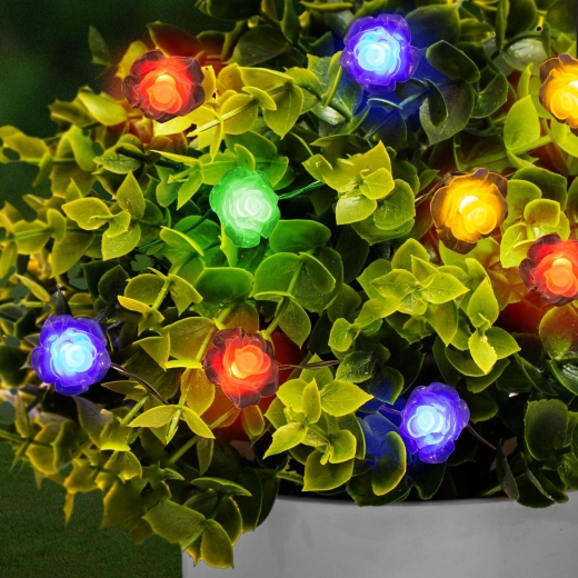 Solar LED-lyskæde med blomster, 2,3 m, 20 farvede LED'er