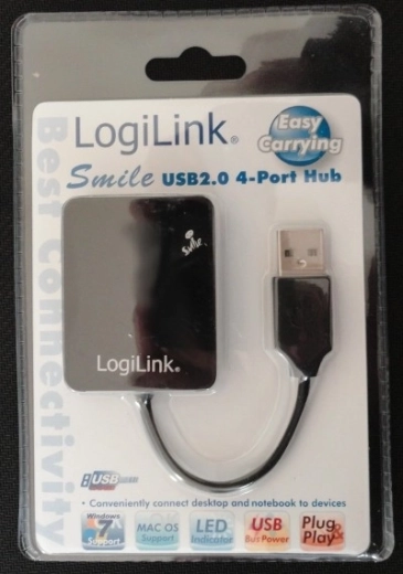USB 2.0-hub LogiLink Smile, 4-ports, sort