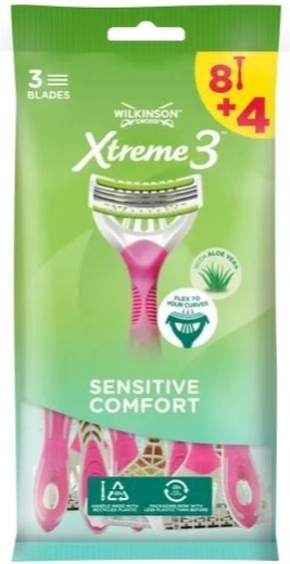 Wilkinson Xtreme3 Comfort Sensitive engangsskrabere til kvinder 8+4