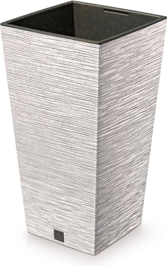 Furu Square Eco Wood planteskjuler med indsats 20 cm – hvid